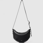 Large Black Leather Half Moon Bag - Big Bag NY