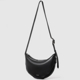 Large Black Leather Half Moon Bag - Big Bag NY