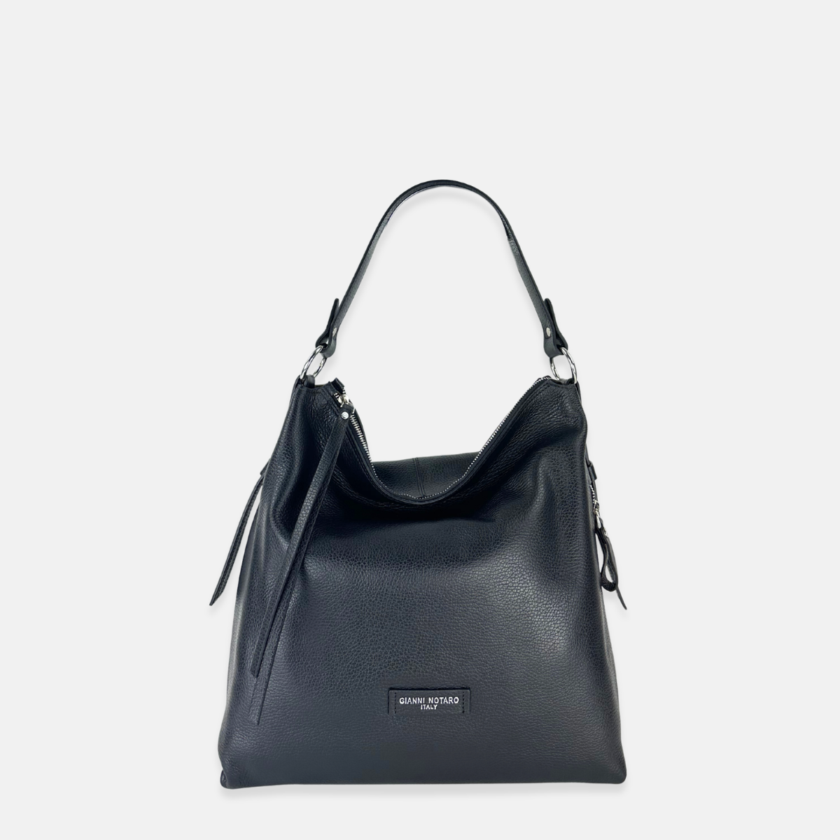 Large Pebble Leather Bucket Bag with Crossbody Strap - Big Bag NY