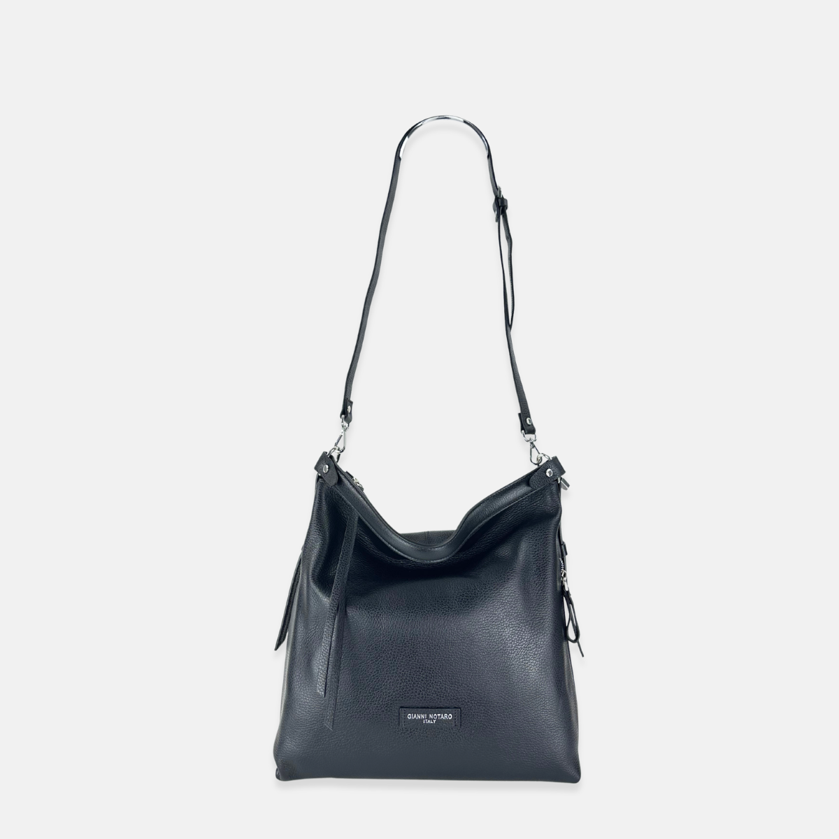 Large Pebble Leather Bucket Bag with Crossbody Strap - Big Bag NY