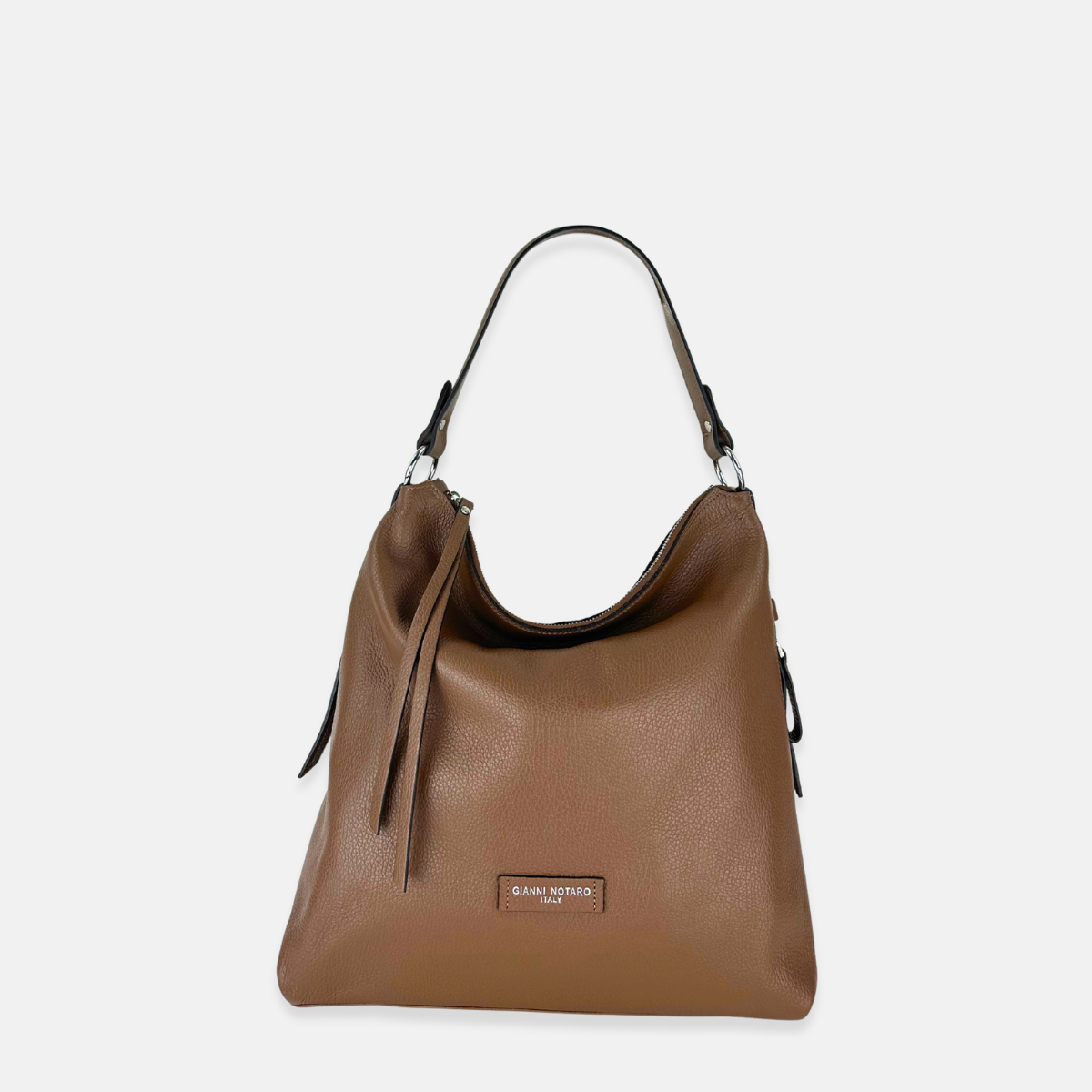 Large Pebble Leather Bucket Bag with Crossbody Strap - Big Bag NY