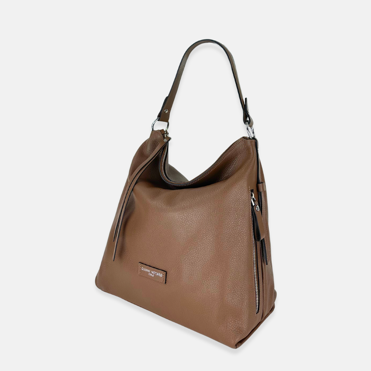Large Pebble Leather Bucket Bag with Crossbody Strap - Big Bag NY