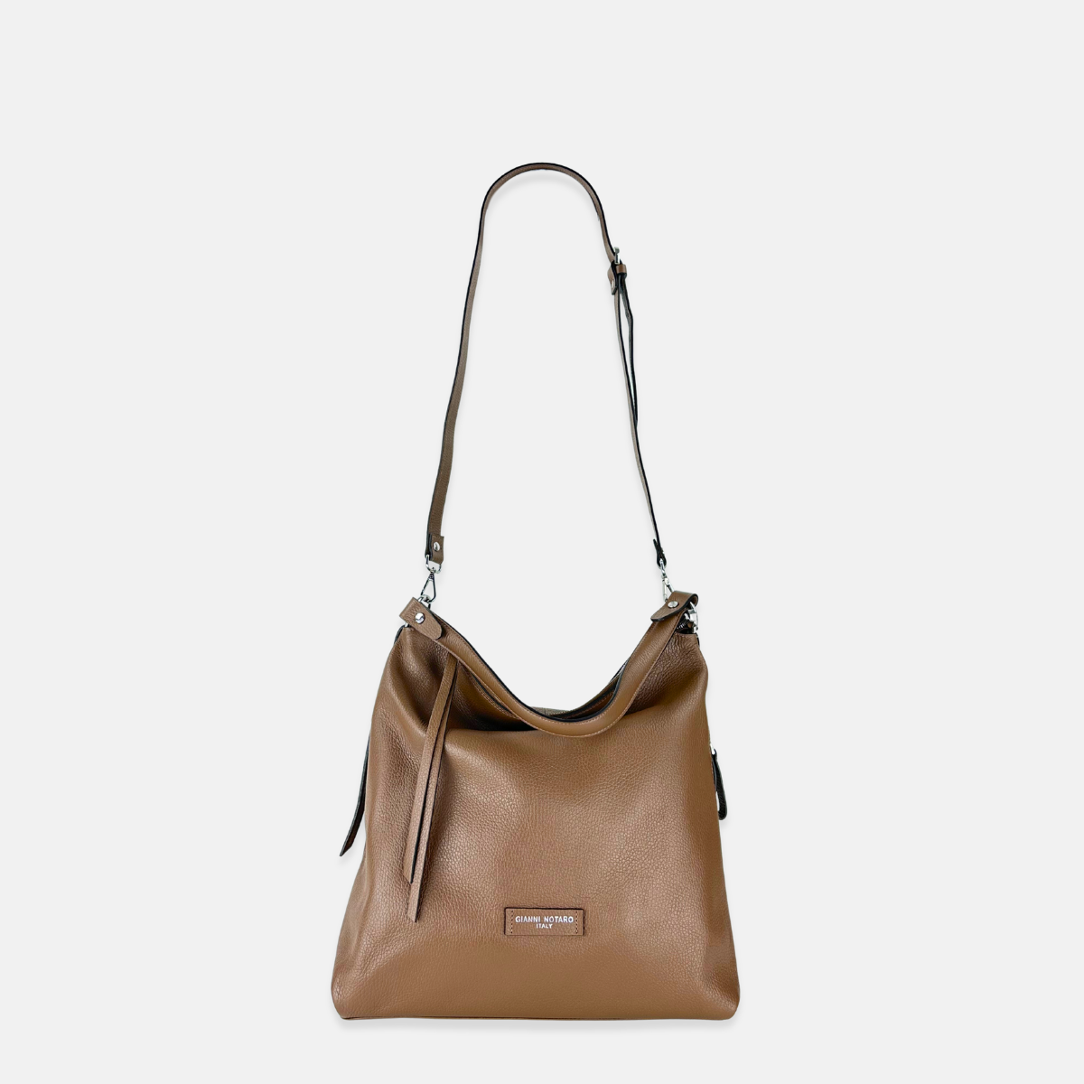 Large Pebble Leather Bucket Bag with Crossbody Strap - Big Bag NY