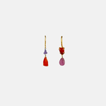 Le Fourbi de Capucine Asymmetric Gemstone Drop Earrings Orange Carnelian Pink Tourmaline - Big Bag NY

