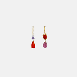 Le Fourbi de Capucine Asymmetric Gemstone Drop Earrings Orange Carnelian Pink Tourmaline - Big Bag NY

