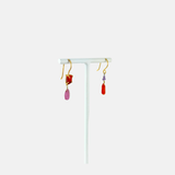 Le Fourbi de Capucine Asymmetric Gemstone Drop Earrings Orange Carnelian Pink Tourmaline - Big Bag NY