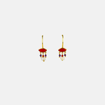 Le Fourbi de Capucine Gold Drop Earrings with Red, Purple, and White Gemstones-Big Bag NY