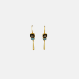 Le Fourbi de Capucine Gold Drop Earrings with Smoky Quartz and Blue Gemstones-Big Bag NY