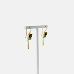 Le Fourbi de Capucine Gold Drop Earrings with Smoky Quartz and Blue Gemstones2-Big Bag NY