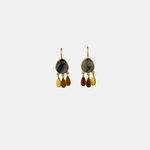 Le Fourbi de Capucine Large Labradorite Drops with Dangling Gold Teardrop Tassels - Big Bag NY
