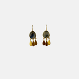 Le Fourbi de Capucine Large Labradorite Drops with Dangling Gold Teardrop Tassels - Big Bag NY