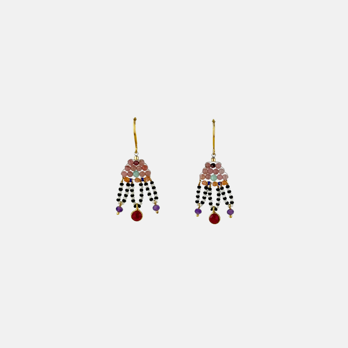 Le Fourbi de Capucine Ruby and Amethyst Chandelier Earrings =Big Bag NY