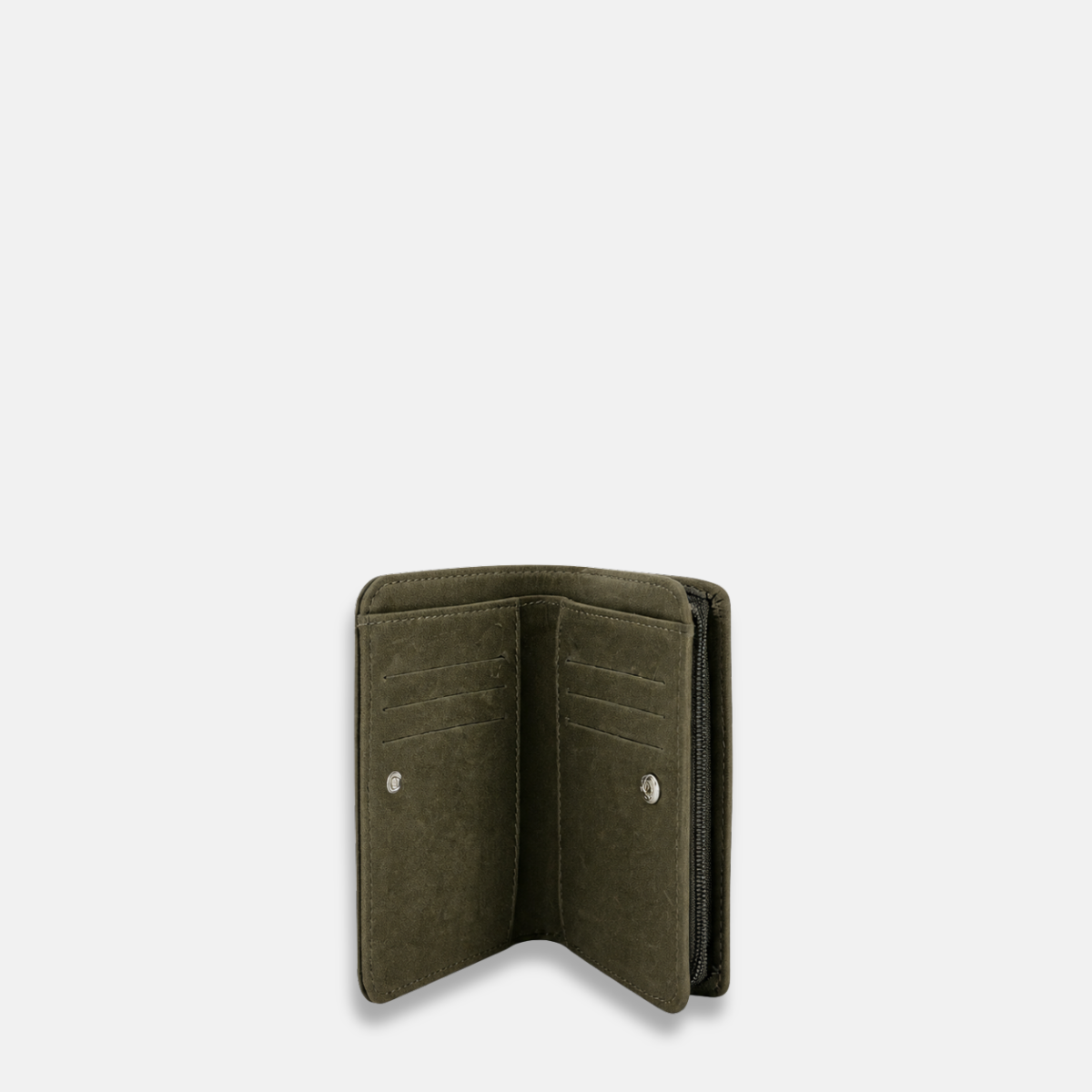 Les Ateliers Foures Fold Over Wallet with Zippered Coin Compartment in Khaki- Big Bag NY