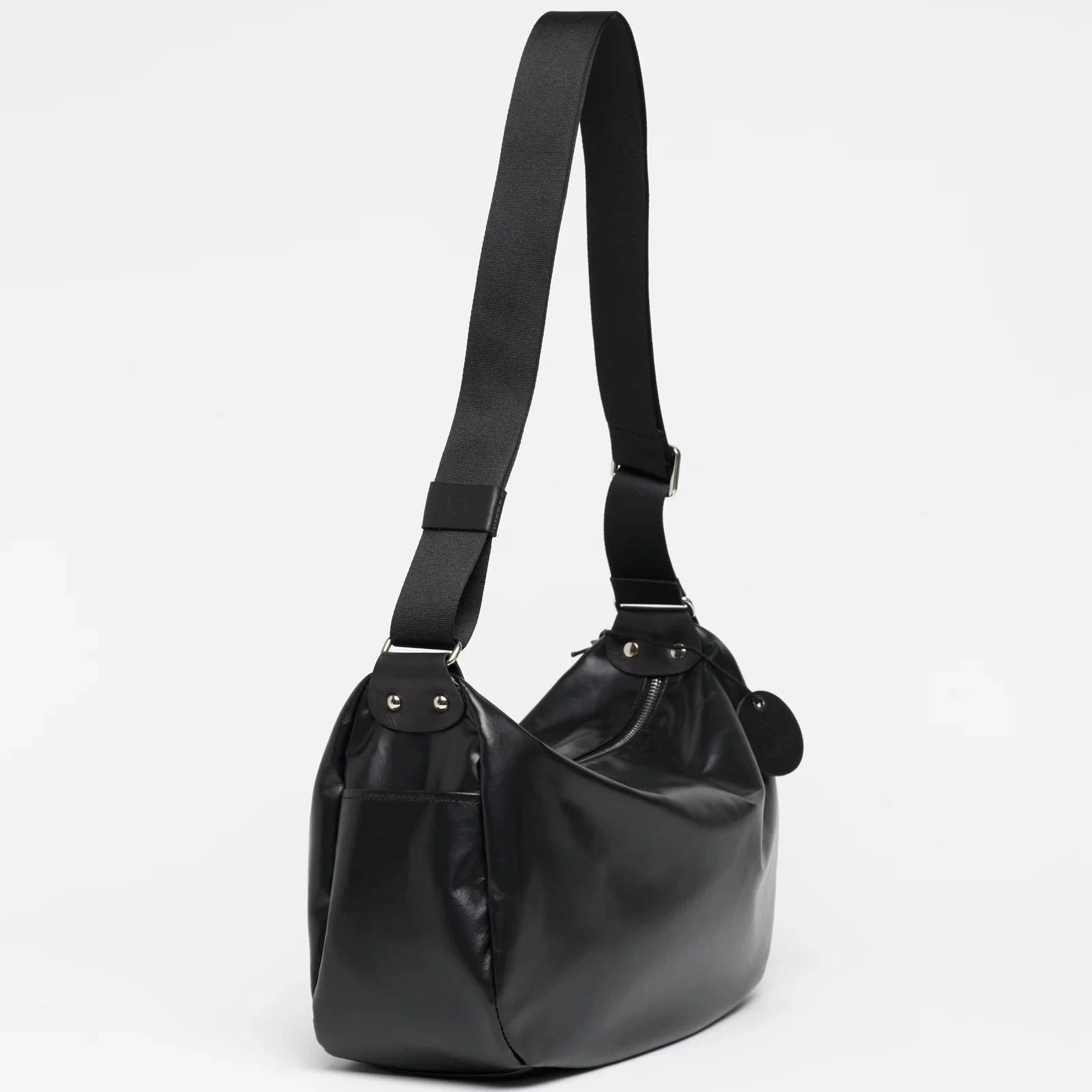 Liris Light Leather Shoulder Bag in Black - Big Bag NY