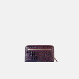 Long Zip Around Clutch Wallet in Embossed Alligator Leather - Big Bag NY