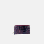 Long Zip Around Clutch Wallet in Embossed Alligator Leather - Big Bag NY