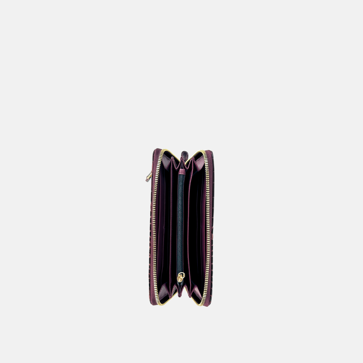 Long Zip Around Clutch Wallet in Embossed Alligator Leather - Big Bag NY