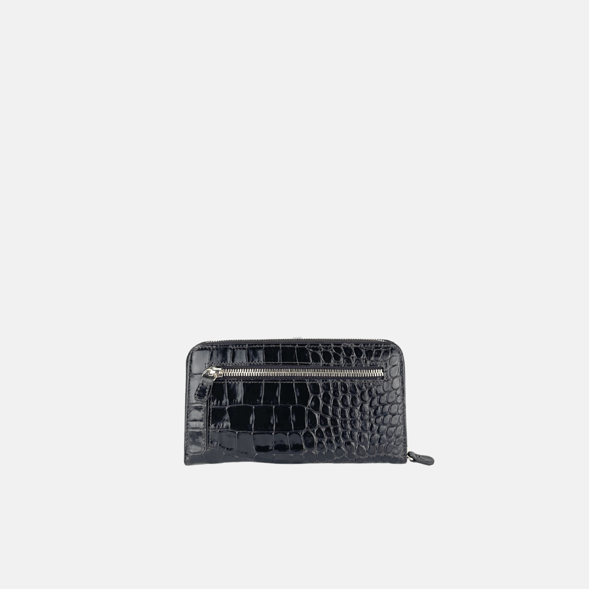 Long Zip Around Clutch Wallet in Embossed Alligator Leather - Big Bag NY
