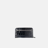 Long Zip Around Clutch Wallet in Embossed Alligator Leather - Big Bag NY