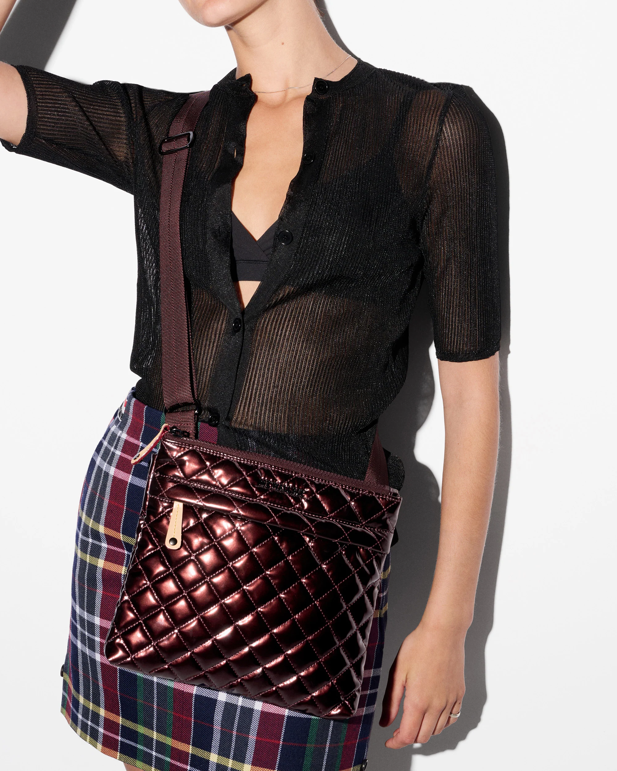 MZ Wallace Flat Crossbody Bordeaux Lacquer - Big Bag NY