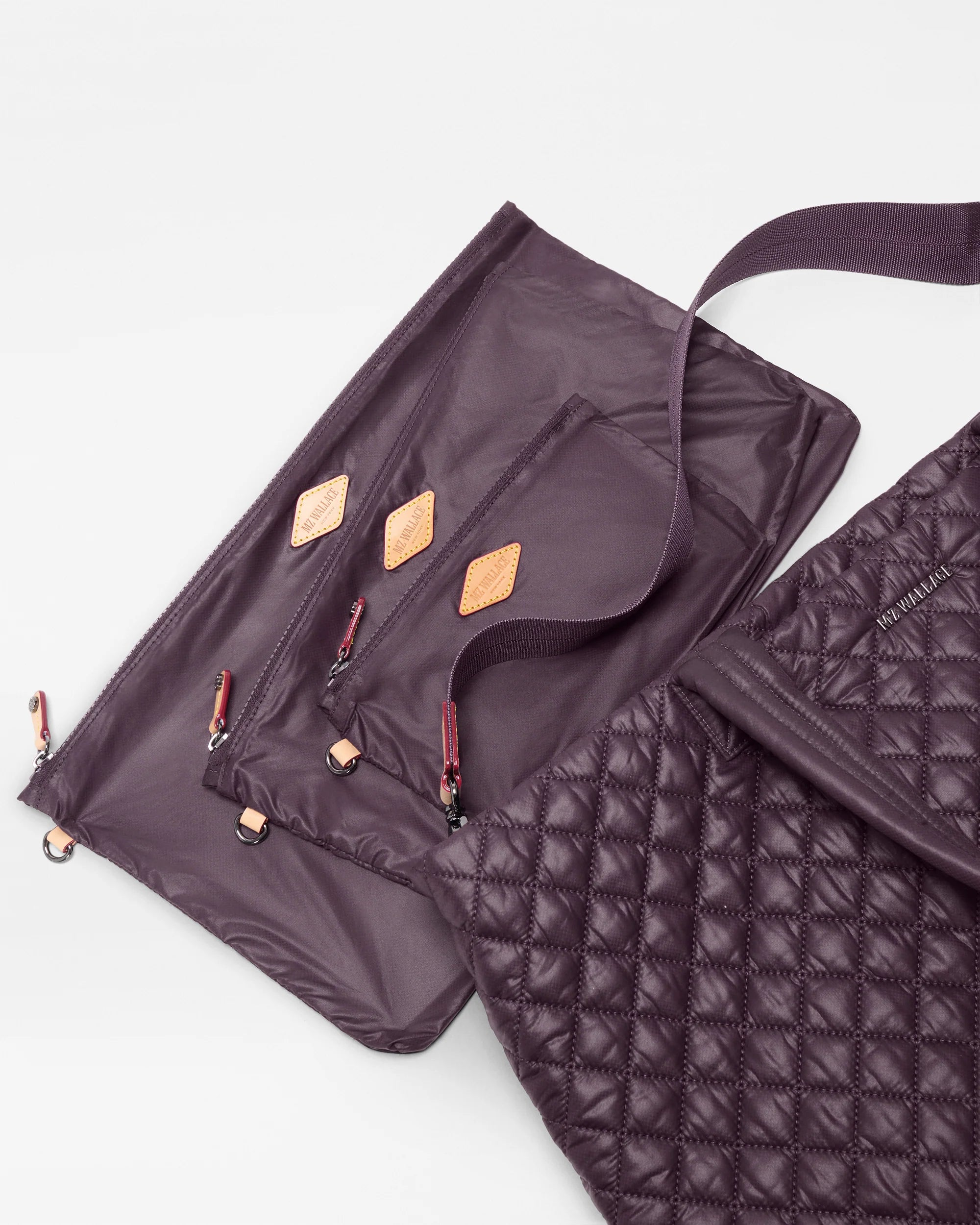  MZ Wallace Large Metro Tote Deluxe in Raisin - Big Bag NY