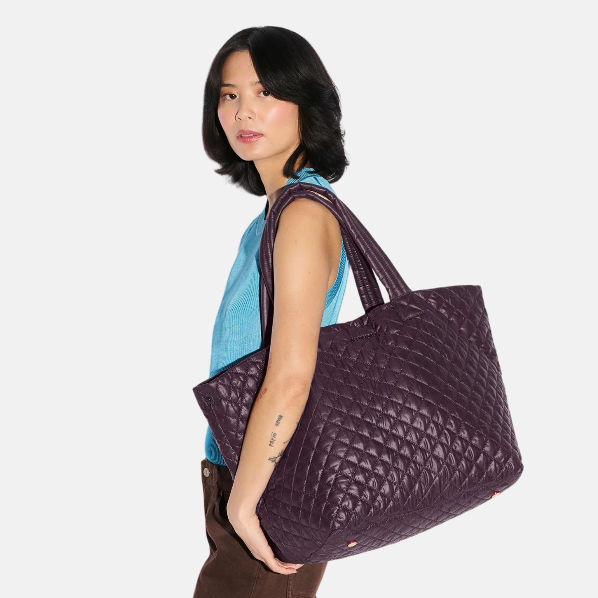 MZ Wallace Large Metro Tote Deluxe in Raisin - Big Bag NY