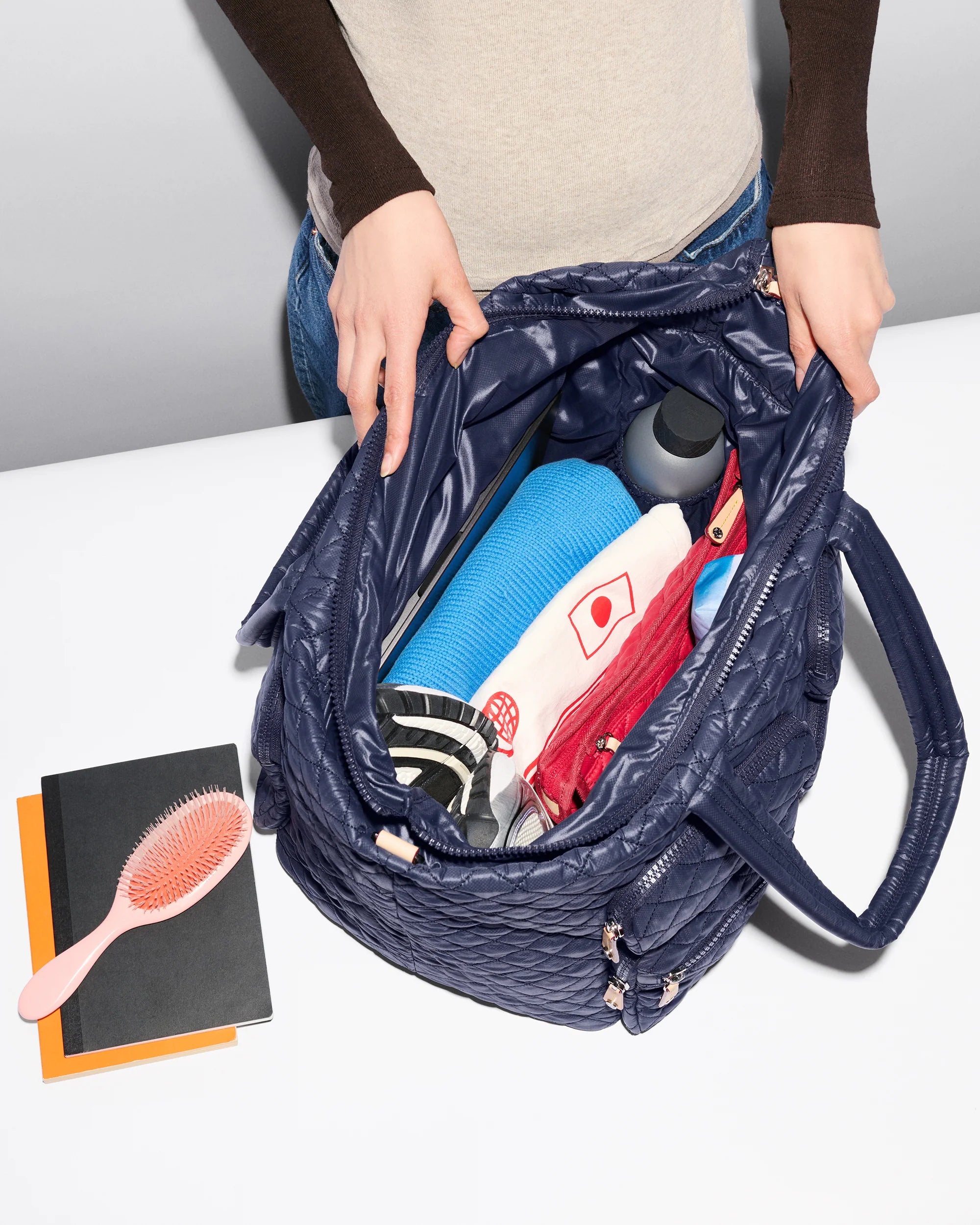 MZ Wallace Large Metro Travel Tote in Navy - Big Bag NY