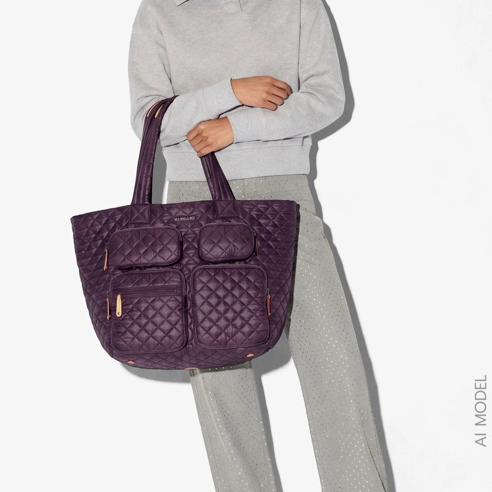 MZ Wallace Large Metro Travel Tote in Raisin - Big Bag NY