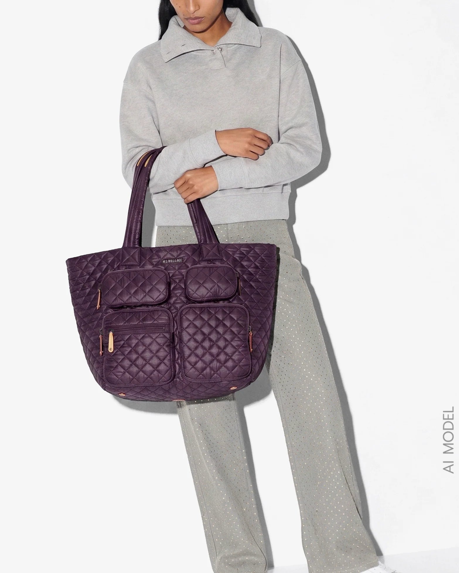 MZ Wallace Large Metro Travel Tote in Raisin - Big Bag NY