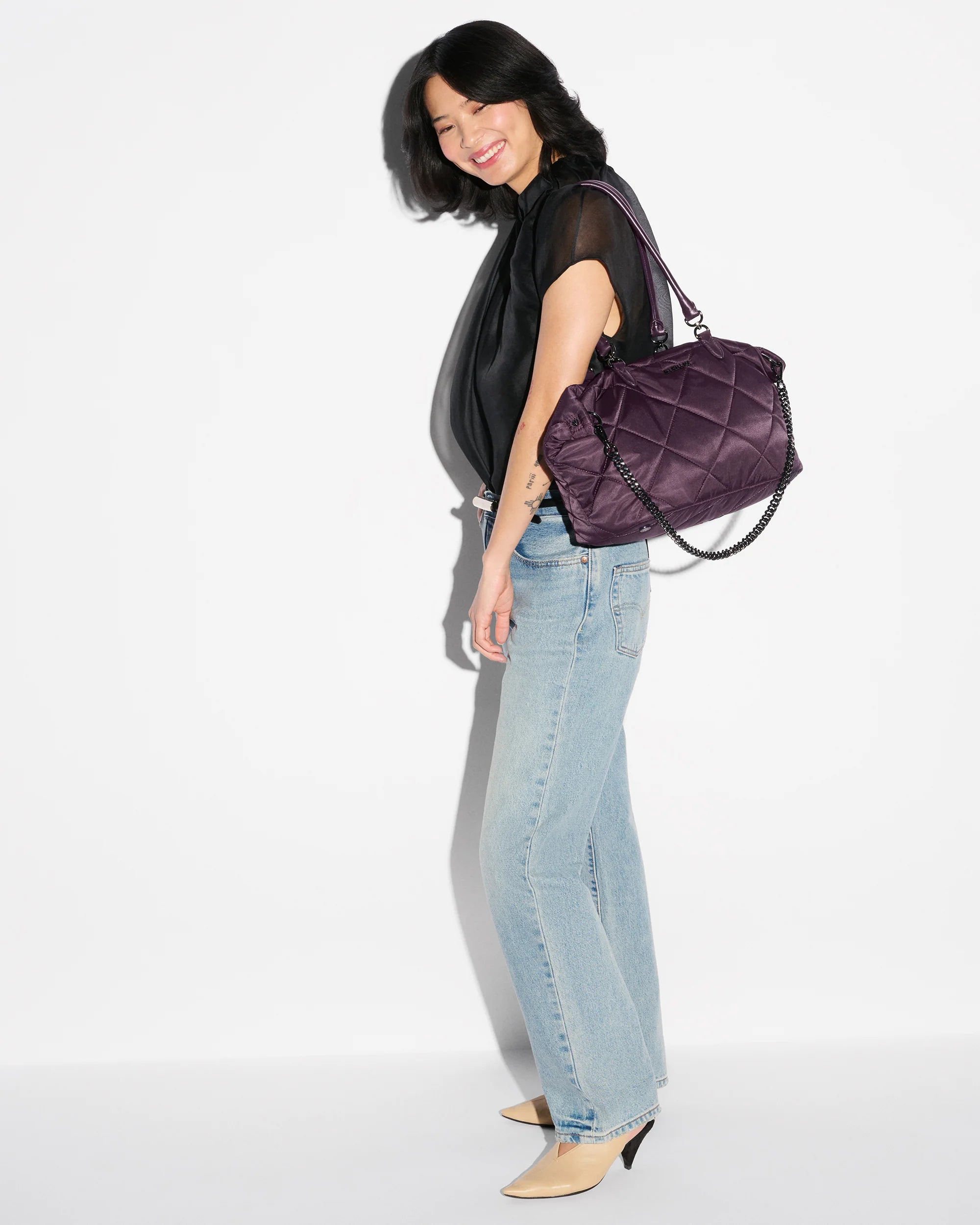 MZ Wallace Medium Madison East West Tote in Raisin - Big Bag NY