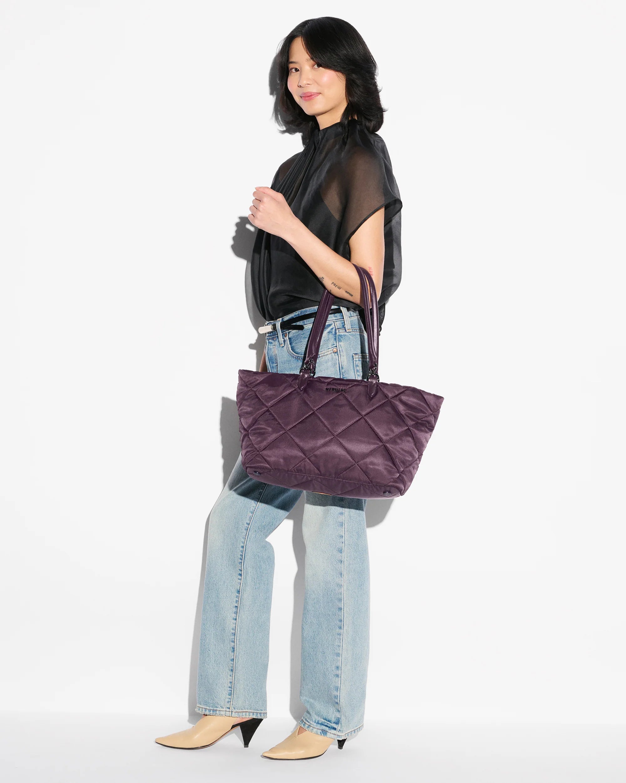 MZ Wallace Medium Madison East West Tote in Raisin - Big Bag NY