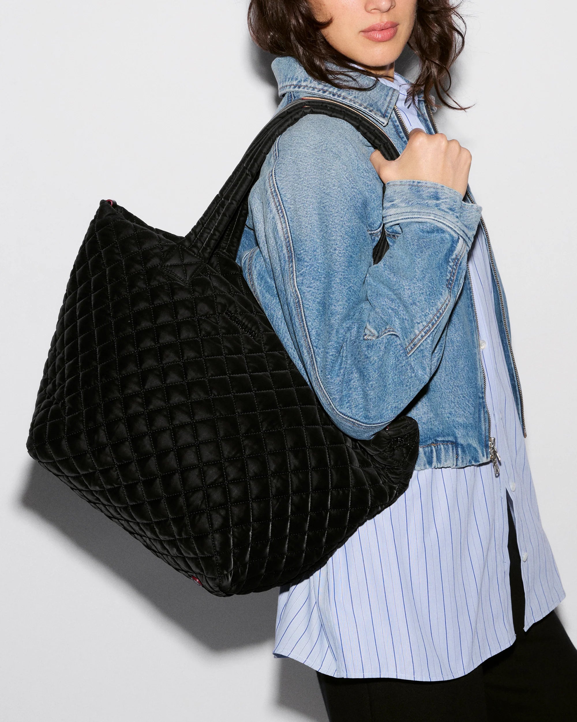MZ Wallace Medium Metro Tote Deluxe in Black Velvet - Big Bag NY