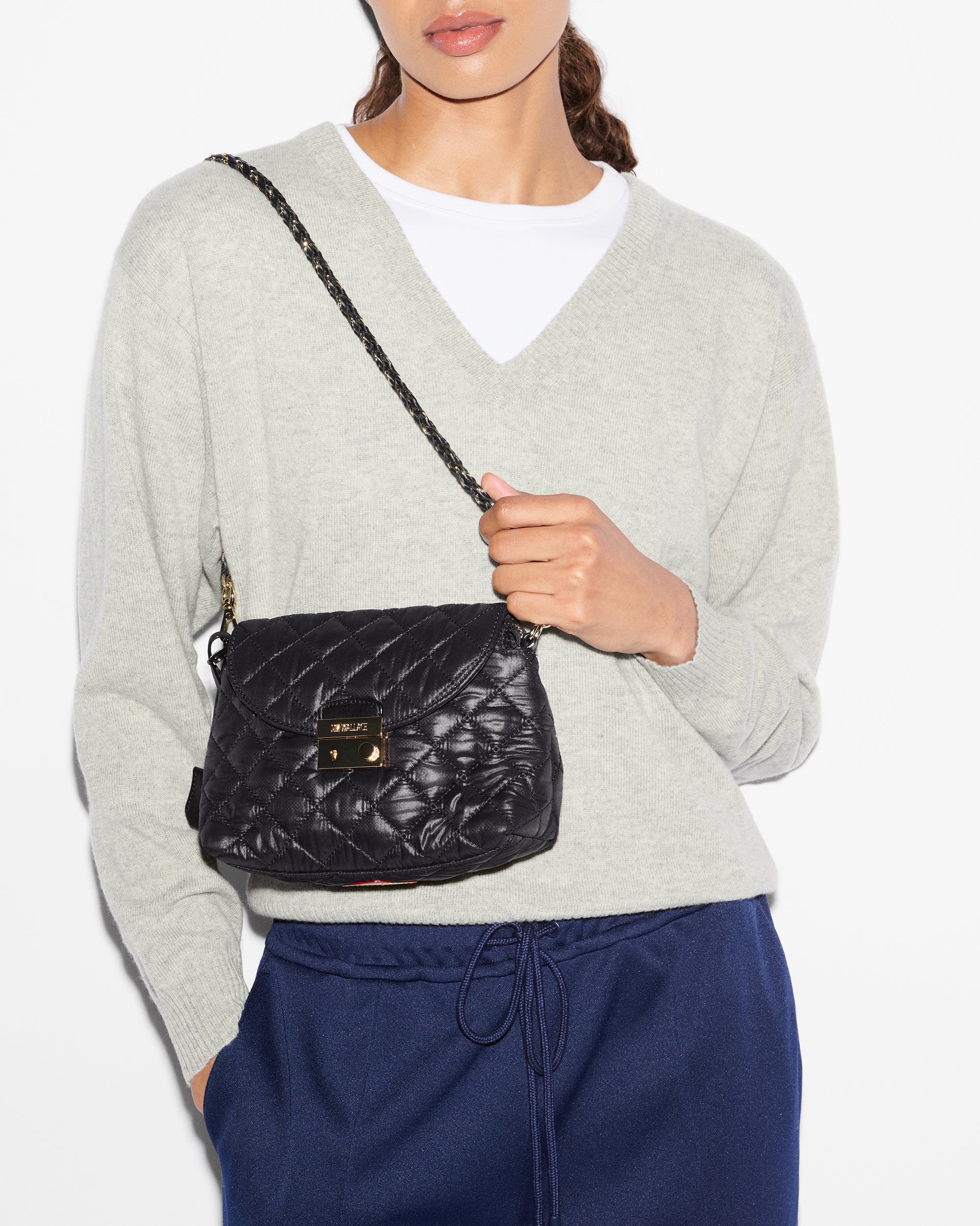 MZ Wallace Mini Crosby Lock Shoulder Black - Big Bag NY