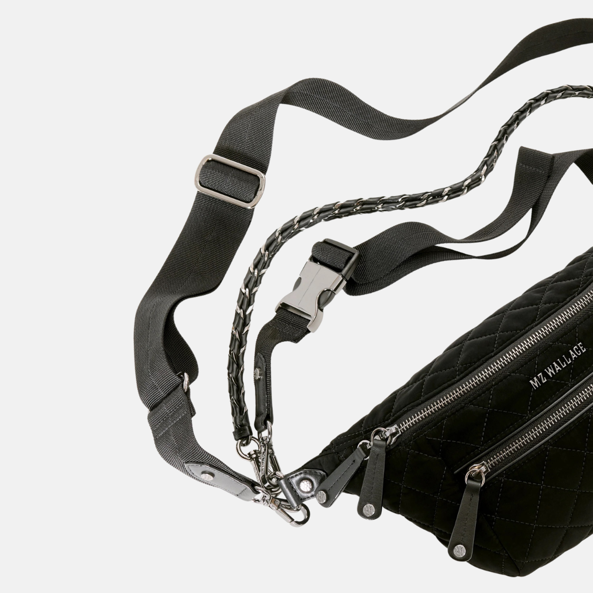 MZ Wallace Small Crosby Crossbody Sling in Black Velvet - Big Bag NY