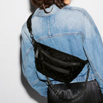 MZ Wallace Small Crosby Crossbody Sling in Black Velvet - Big Bag NY