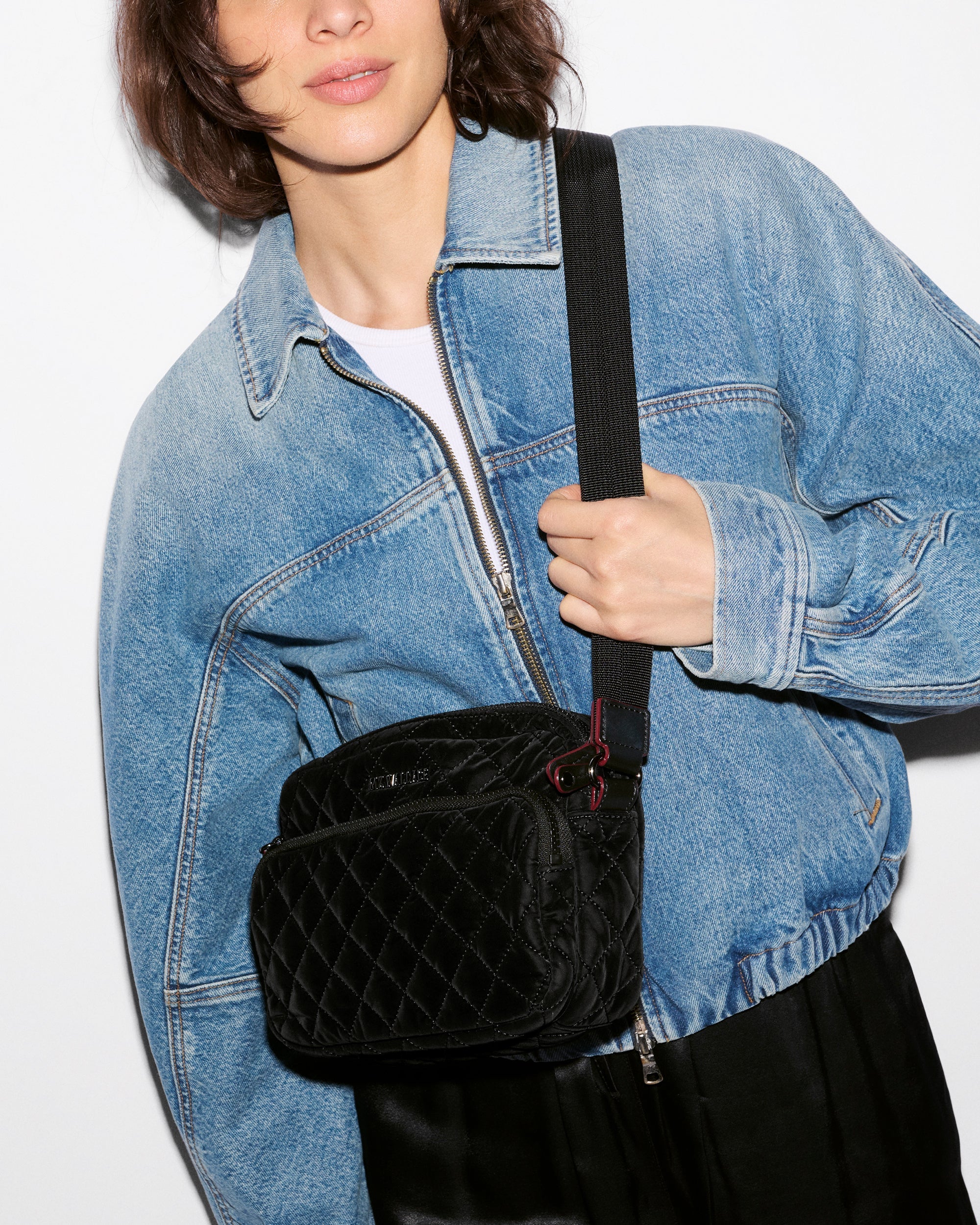 MZ Wallace Small Metro Camera Bag in Black Velvet - Big Bag NY