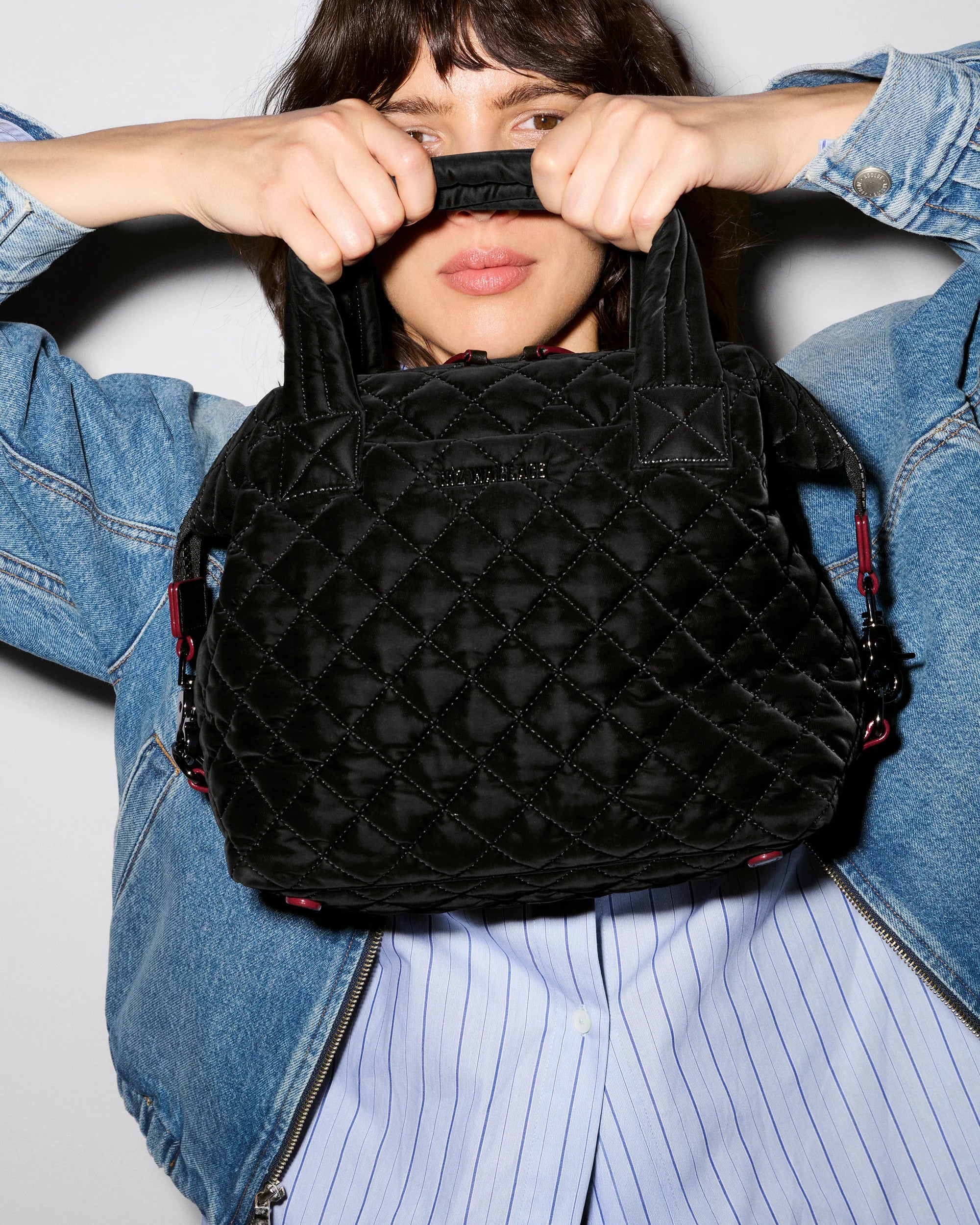 MZ Wallace Small Sutton Deluxe in Black Velvet - Big Bag NY