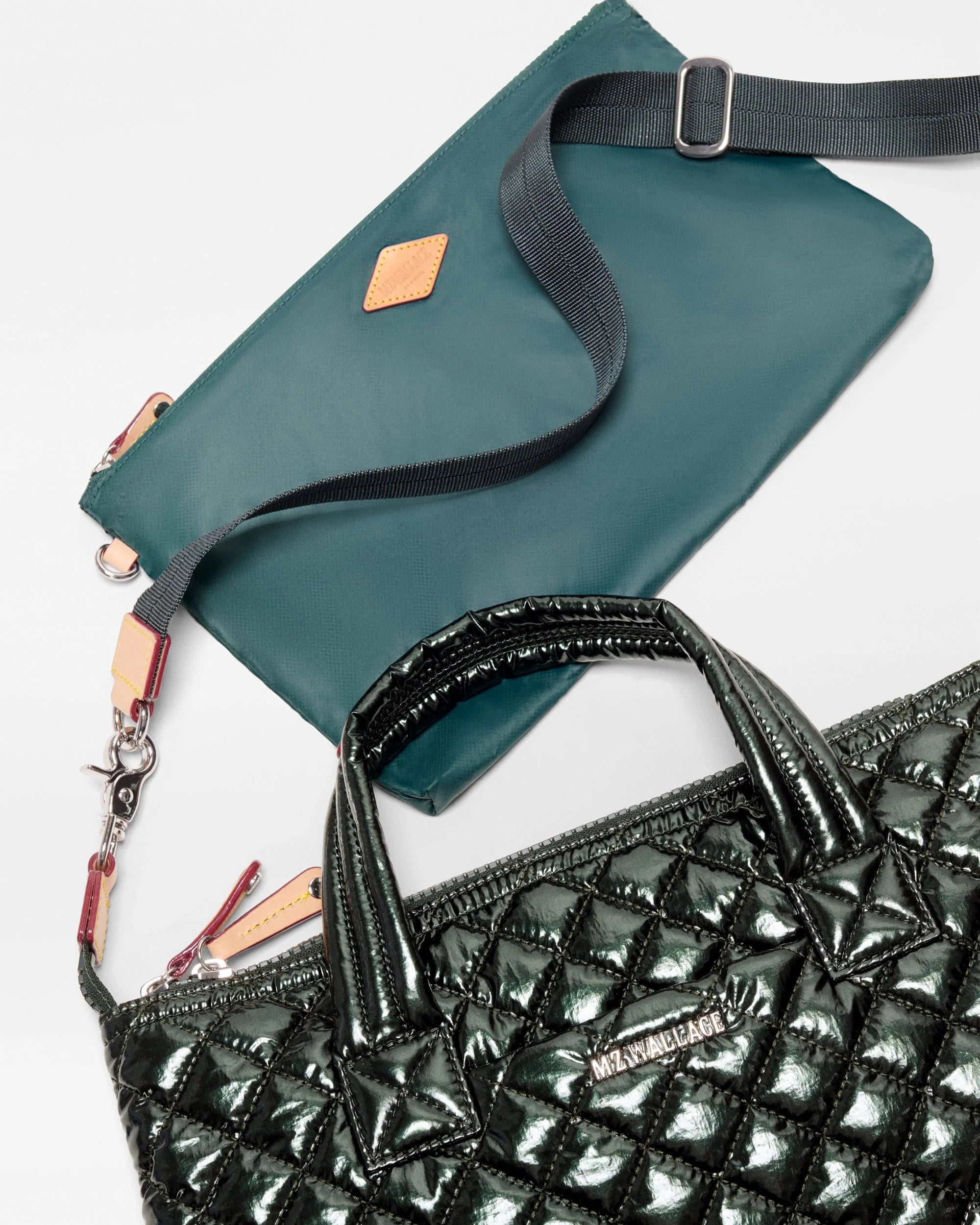 MZ Wallace Small Sutton Deluxe in Dark Green Metallic - Big Bag NY