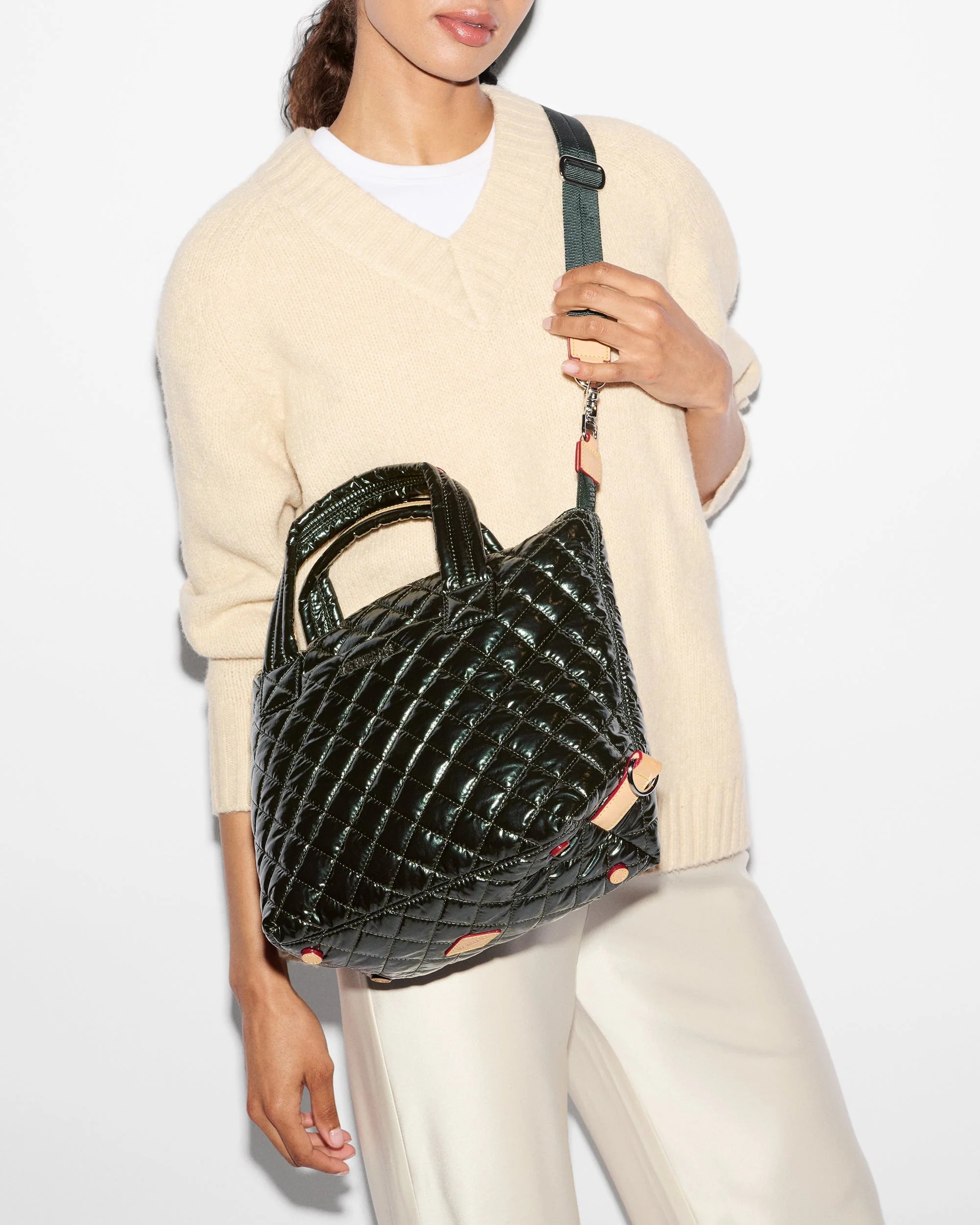MZ Wallace Small Sutton Deluxe in Dark Green Metallic - Big Bag NY