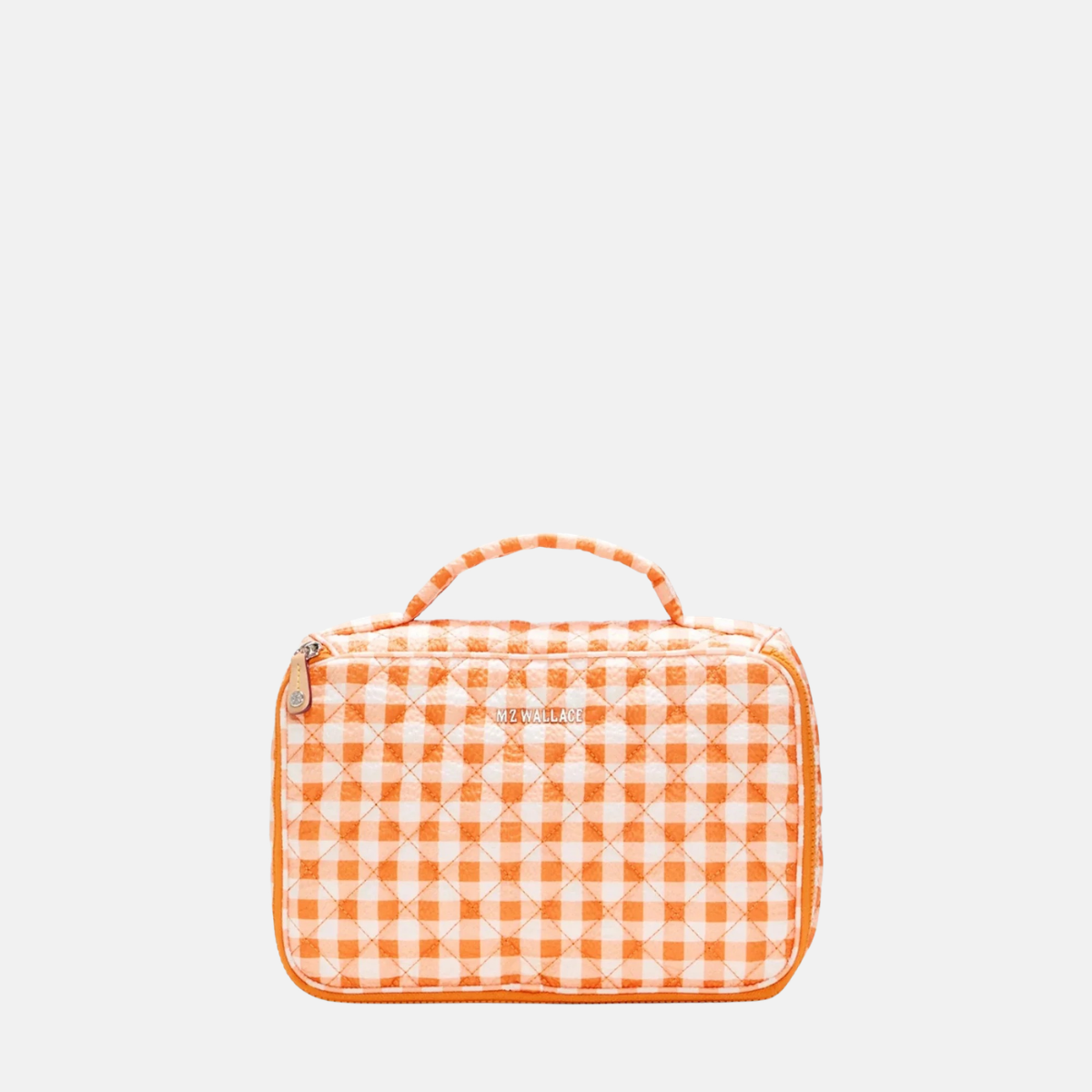 MZ Wallace Zip Round Organizer in Sunset Orange Gingham - Big Bag NY