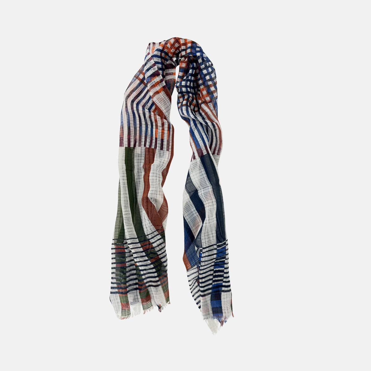 Ma Poesie Multicolor Grid Cotton Silk Scarf - Big Bag NY