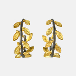 Manjusha Gold Leaves Black Branch Hoop Earrings - Big Bag NY
