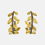 Manjusha Gold Leaves Black Branch Hoop Earrings - Big Bag NY