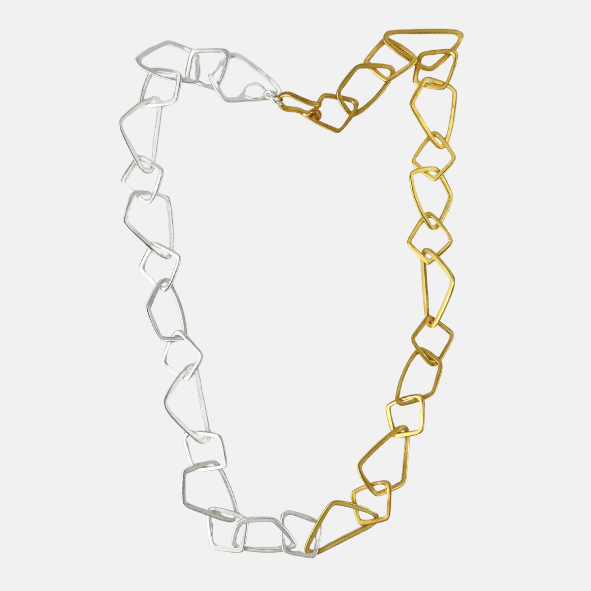 Manjusha Silver and Gold Irregular Link Necklace - Big Bag NY