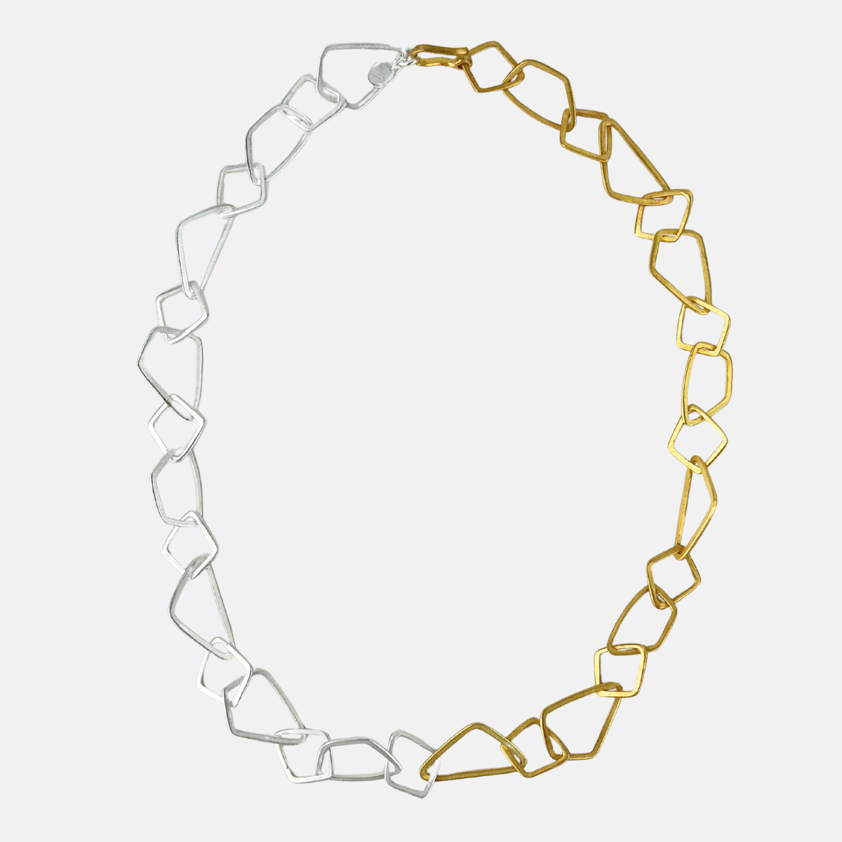 Manjusha Silver and Gold Irregular Link Necklace - Big Bag NY