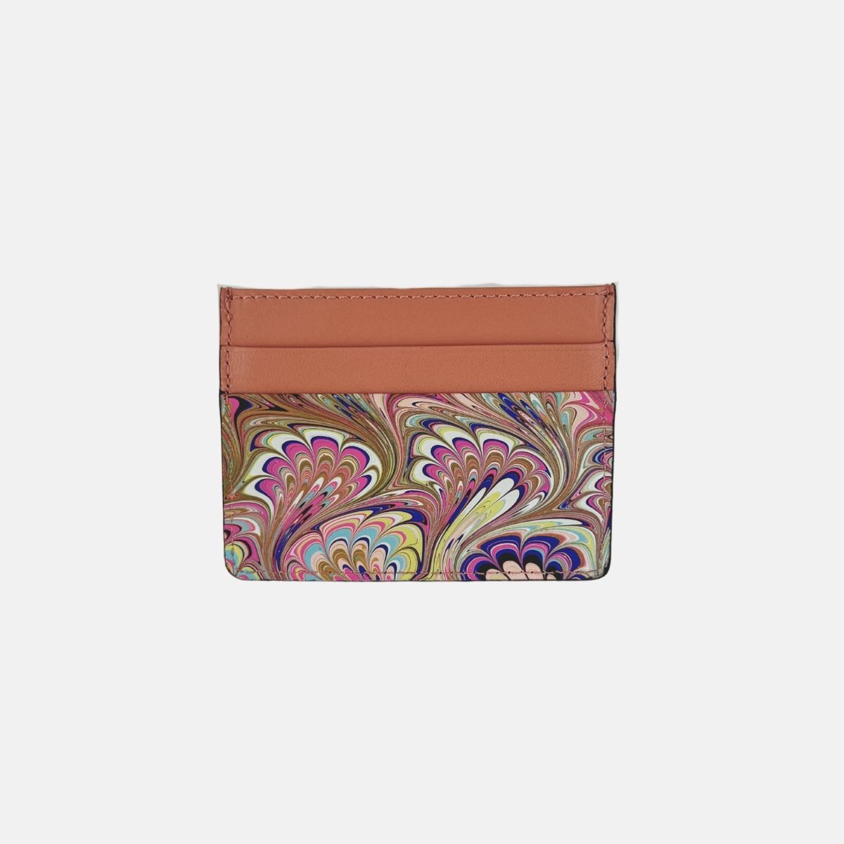Marble Leather Credit Card Holder Mauve Mix - Big Bag NY