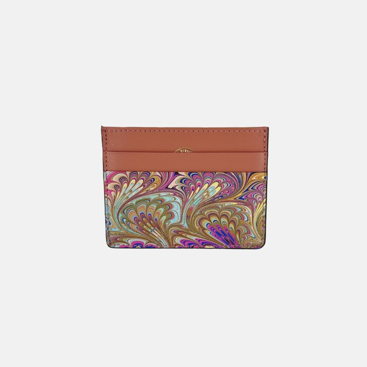 Marble Leather Credit Card Holder Mauve Mix - Big Bag NY