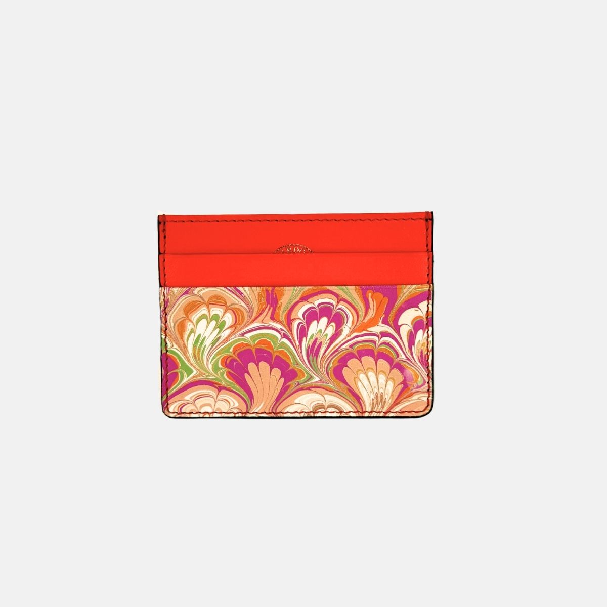 Marble Leather Credit Card Holder Orange 2 Mix - Big Bag NY
