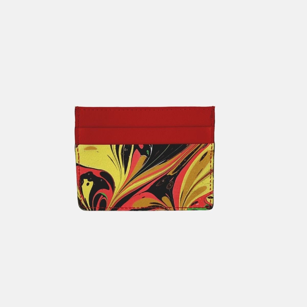 Marble Leather Credit Card Holder Red 2 Mix - Big Bag NY