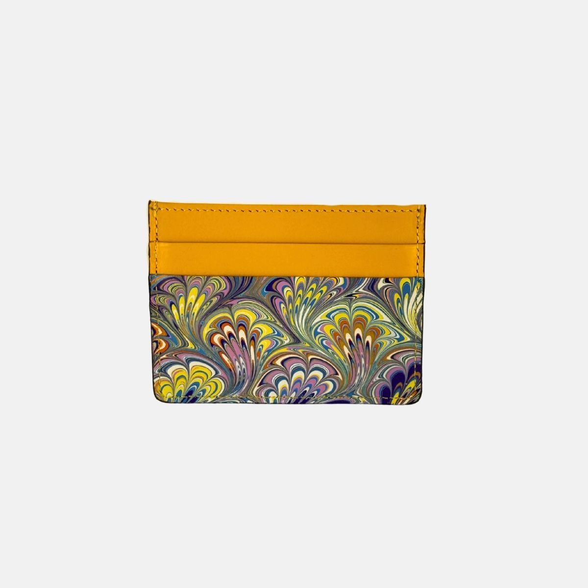 Marble Leather Credit Card Holder Yellow Mix - Big Bag NY